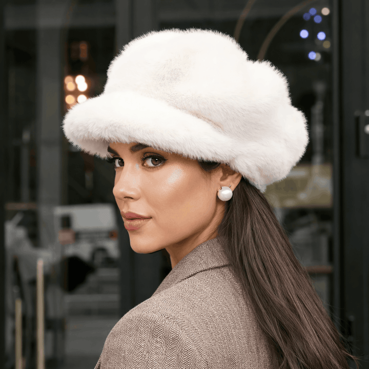 Cozy Plush Winter Beret White