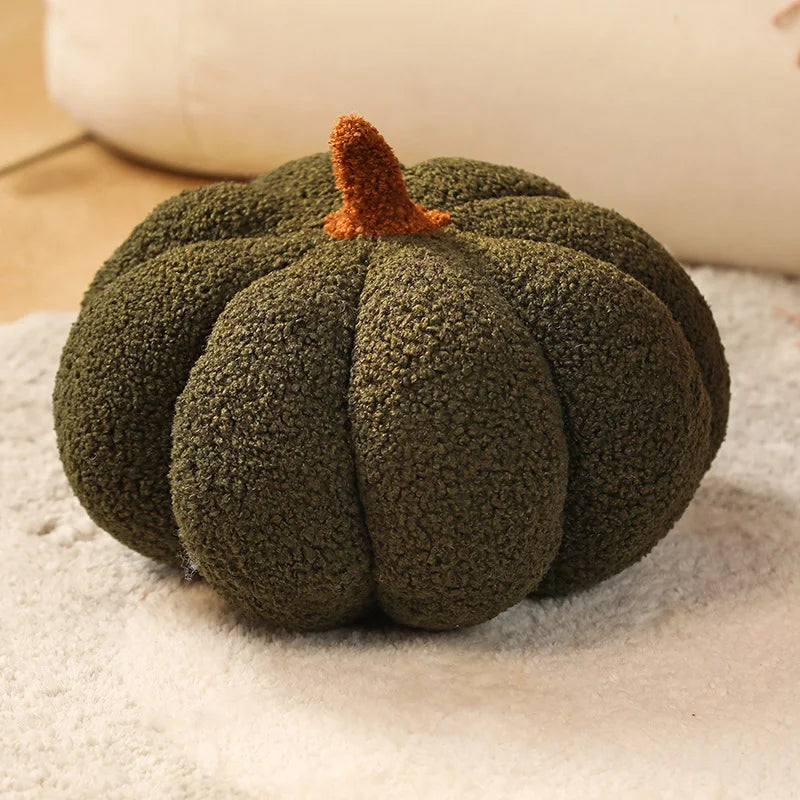 Cozy Pumpkin Plush Cushions Dark Green