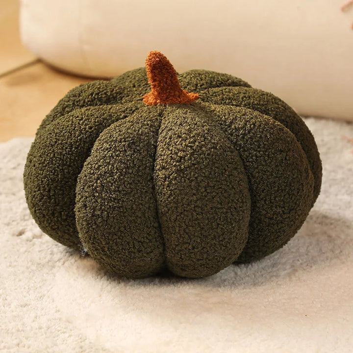 Cozy Pumpkin Plush Cushions Dark Green