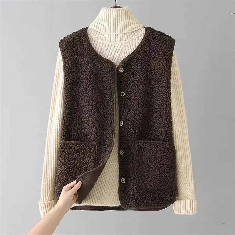 Cozy Soft Knit Fleece Cardigan for Women - Luxurious Warmth Brown