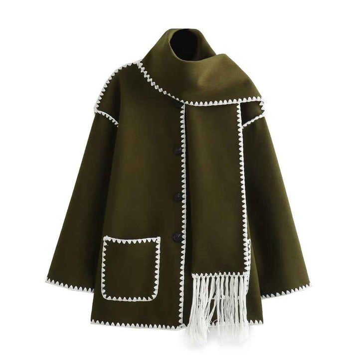 Cozy Warm Wool Cape Jacket Timeless Winter Style Elegance Green
