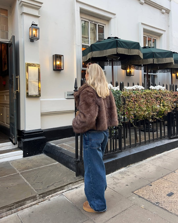 Cropped Oversized Faux Fur Coat