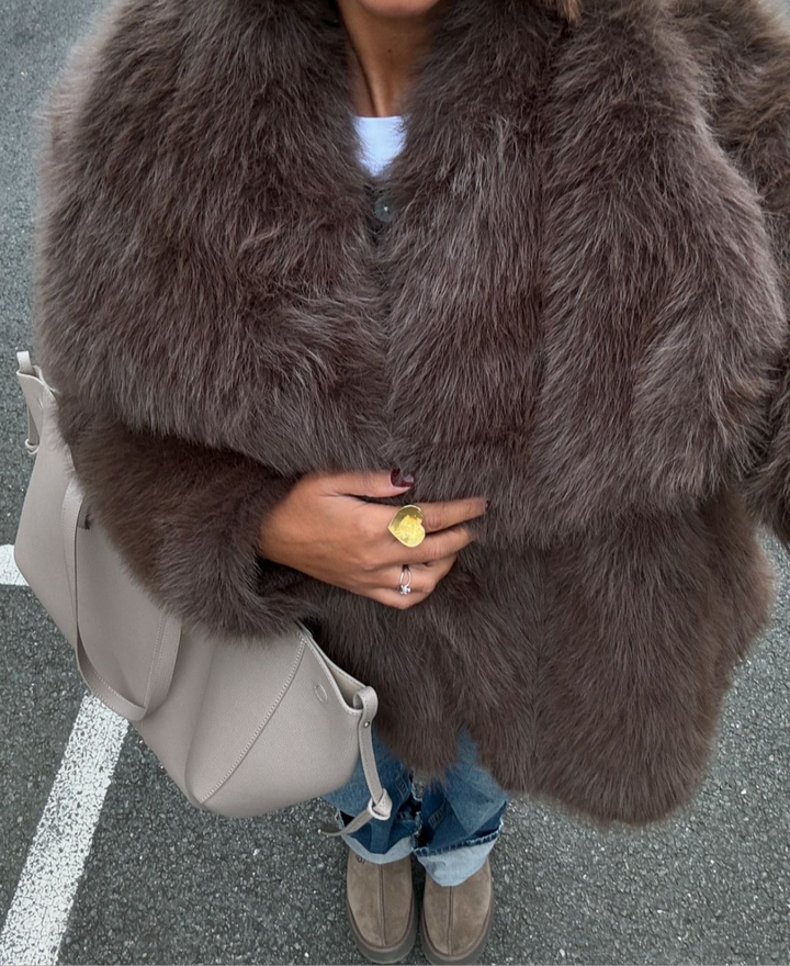 Cropped Oversized Faux Fur Coat