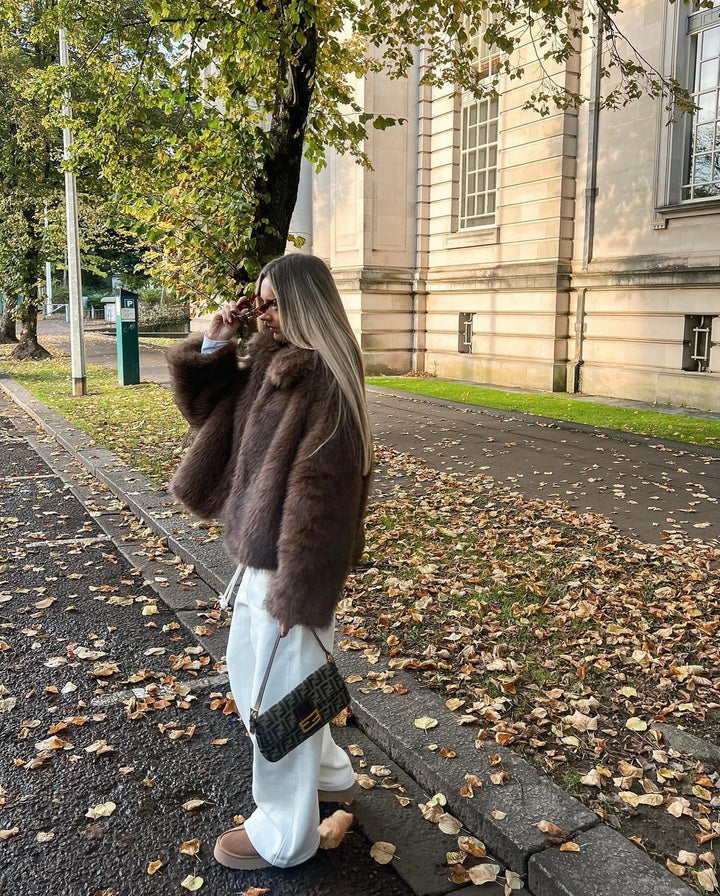 Cropped Oversized Faux Fur Coat