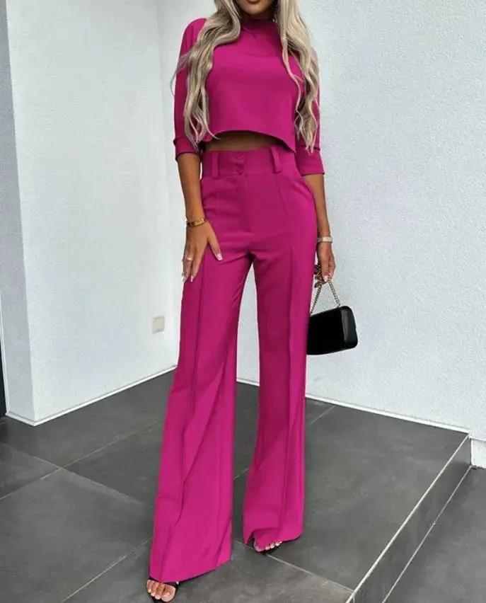 Women's Cropped Top & Trousers Set – Stylish and Comfortable-MODAUTLET