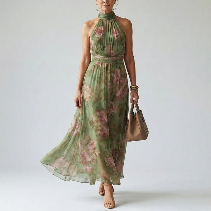 Cynthia | Women's Floral Halter Midi Dress-MODAUTLET