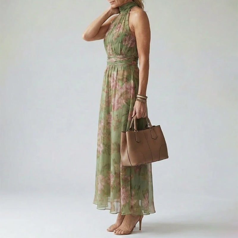 Cynthia | Women's Floral Halter Midi Dress-MODAUTLET