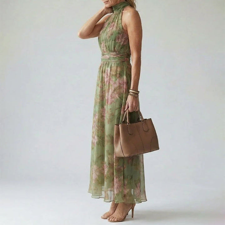 Cynthia | Women's Floral Halter Midi Dress-MODAUTLET