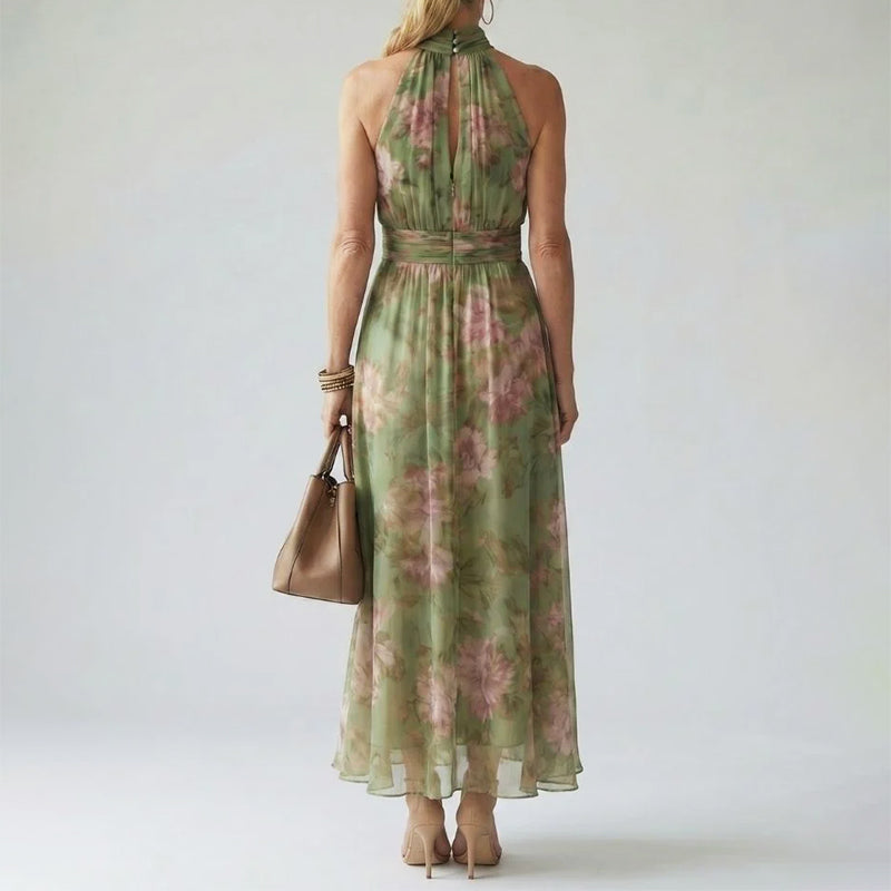 Cynthia | Women's Floral Halter Midi Dress-MODAUTLET