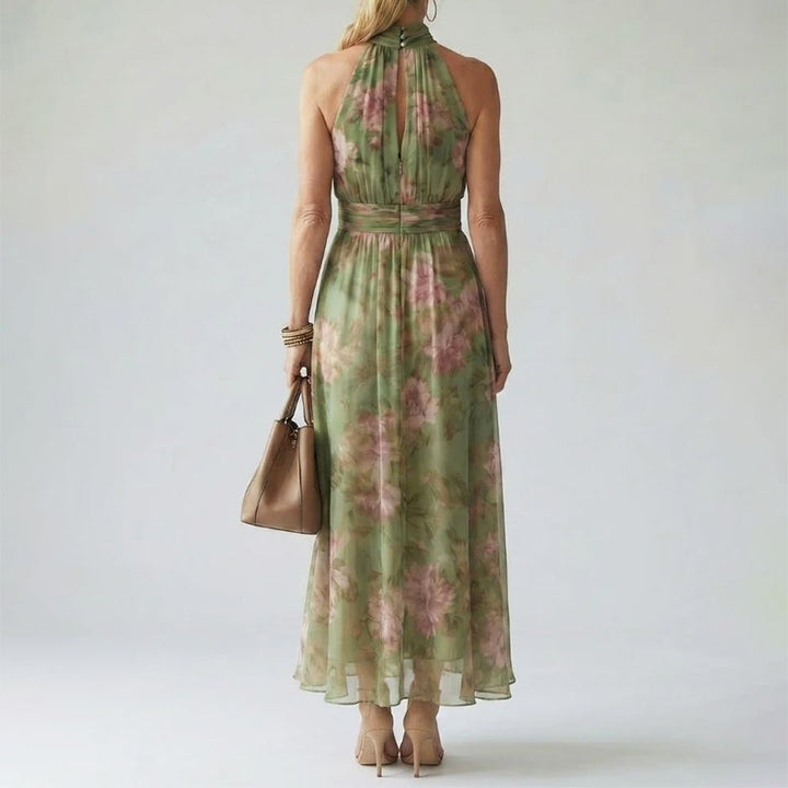 Cynthia | Women's Floral Halter Midi Dress-MODAUTLET
