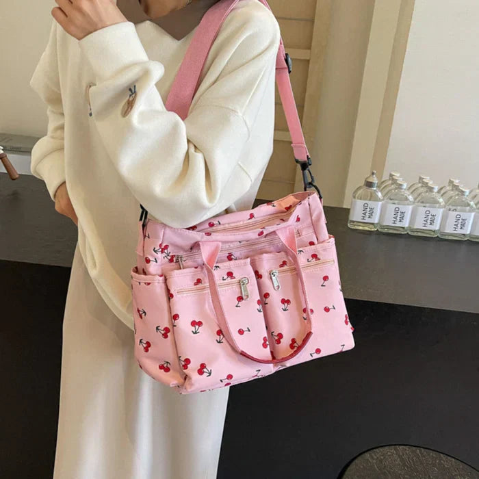 Camari | Cherry Print Canvas Tote Bag Pink