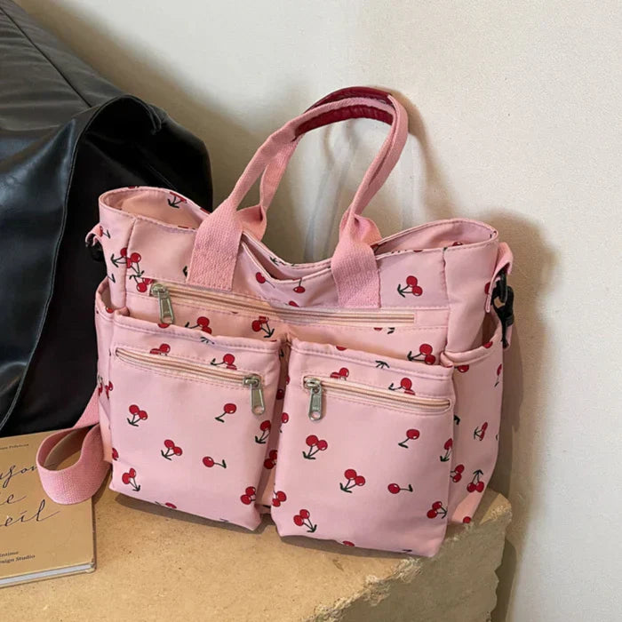Camari | Cherry Print Canvas Tote Bag-MODAUTLET