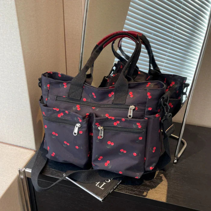Camari | Cherry Print Canvas Tote Bag-MODAUTLET