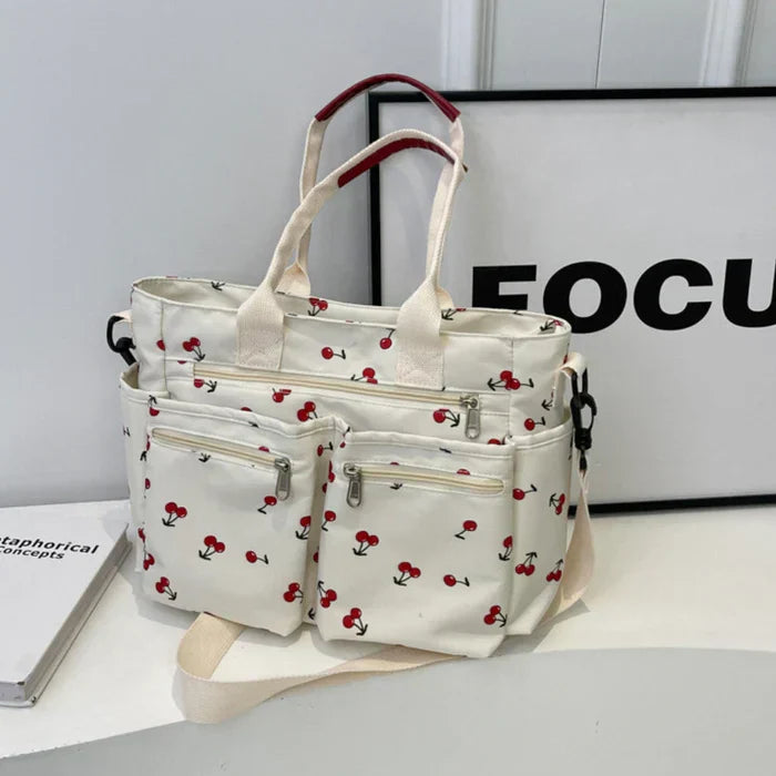 Camari | Cherry Print Canvas Tote Bag-MODAUTLET