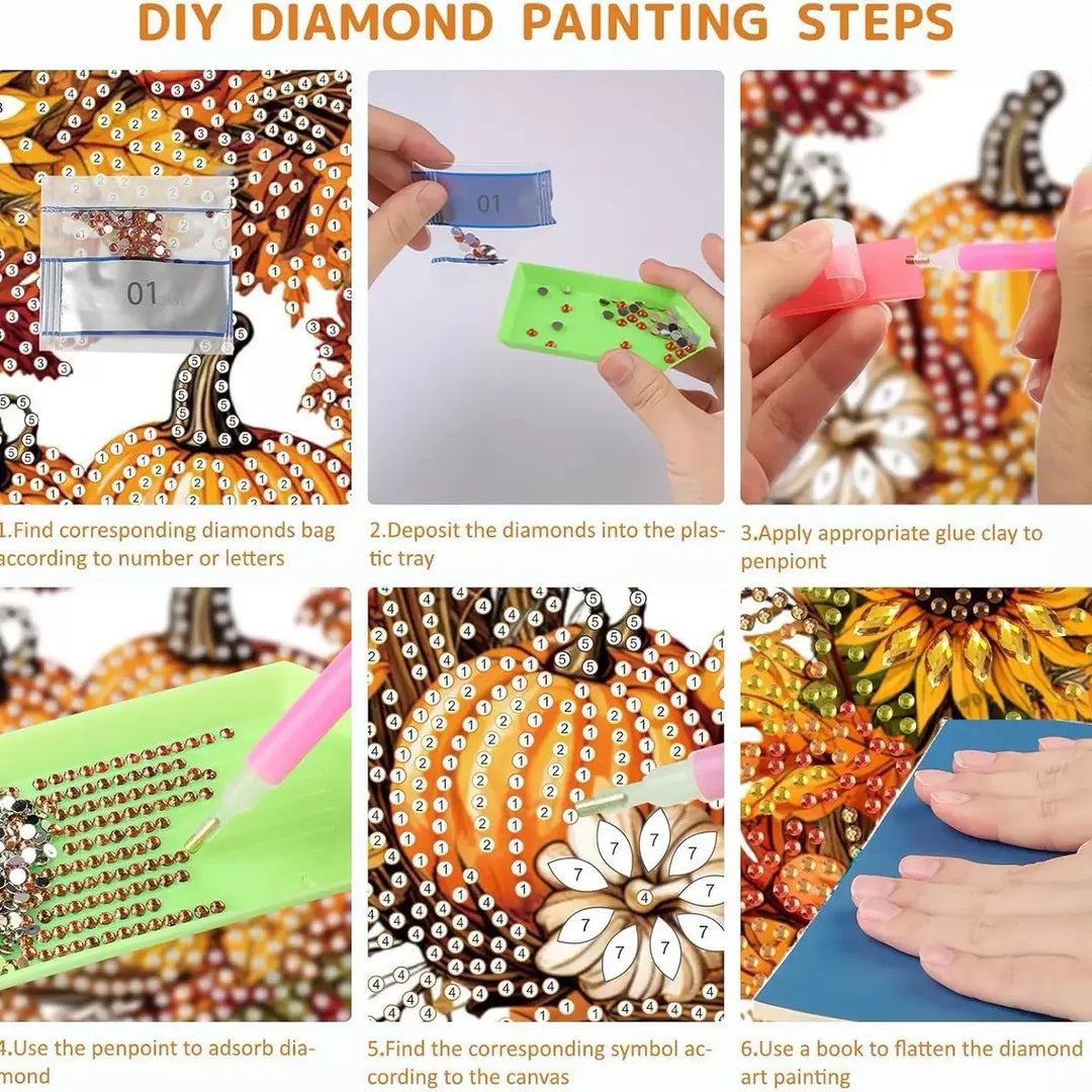 Kit autunnale per dipinto con diamanti e acchiappasole di Halloween, con strass