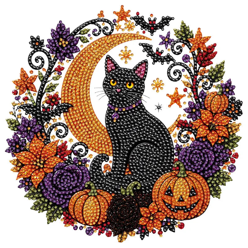 Kit autunnale per dipinto con diamanti e acchiappasole di Halloween, con strass
