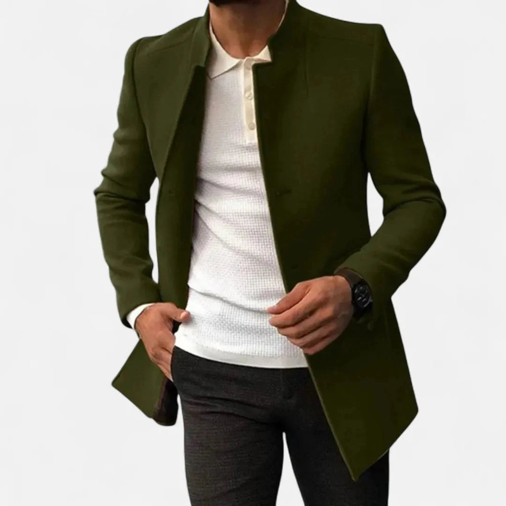 Classic Tailored Overcoat for Men Olive