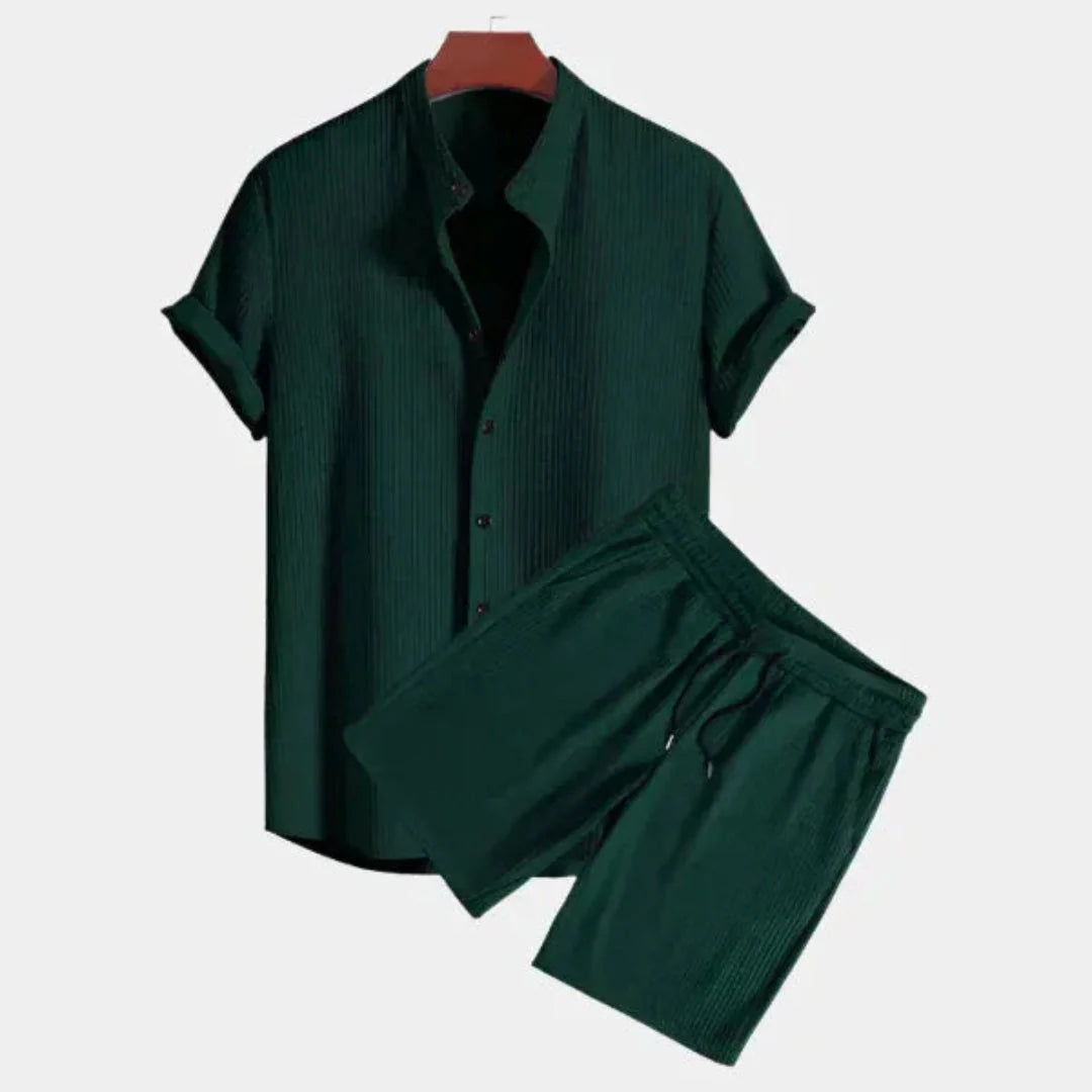 Textured Two-Piece Lounge Set Dark Green
