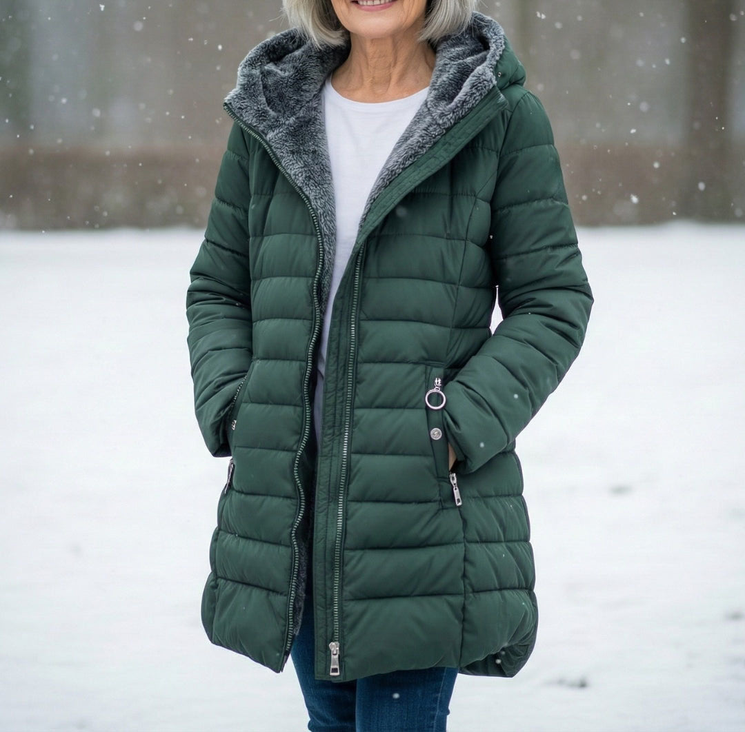 Chaqueta acolchada forrada de forro polar para mujer