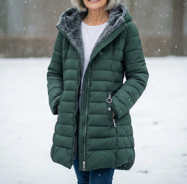 Chaqueta acolchada forrada de forro polar para mujer