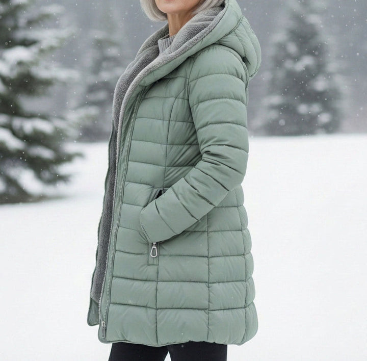 Chaqueta acolchada forrada de forro polar para mujer