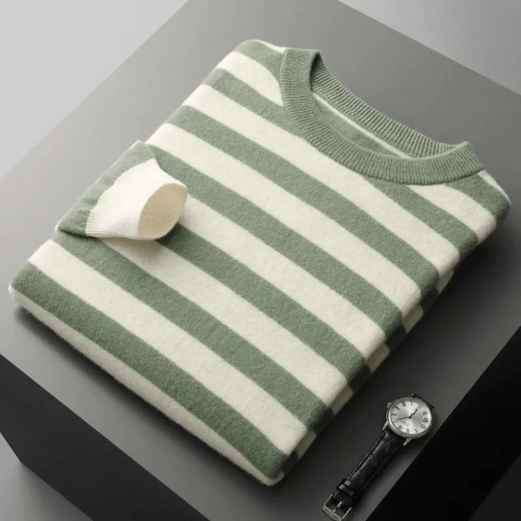 Striped Wool Crewneck Sweater Green