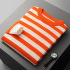 Striped Wool Crewneck Sweater Orange