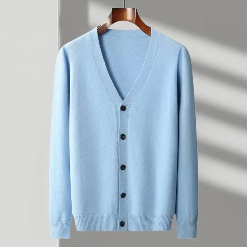 Classic V-Neck Wool Cardigan for Men