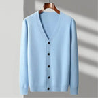 Classic V-Neck Wool Cardigan for Men