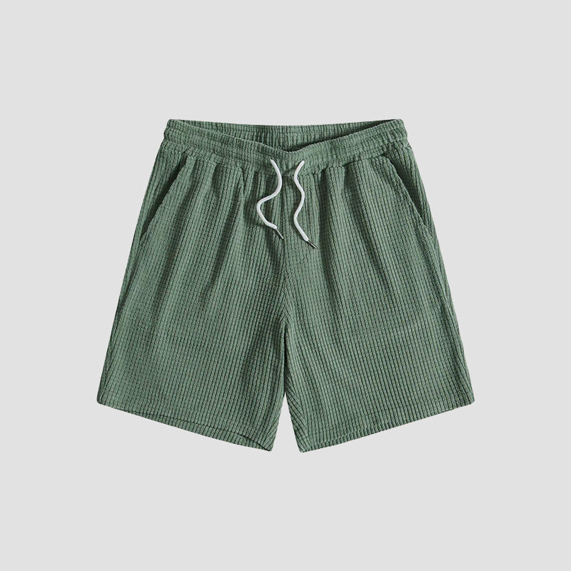 David | Men's Casual Button-Up and Drawstring Shorts Set-MODAUTLET
