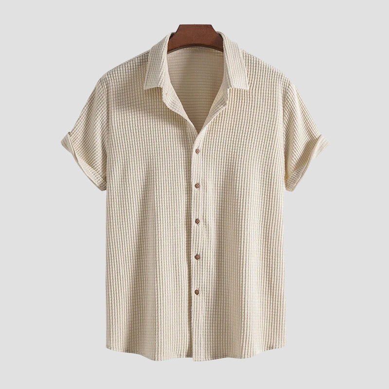 David | Men's Casual Button-Up and Drawstring Shorts Set-MODAUTLET