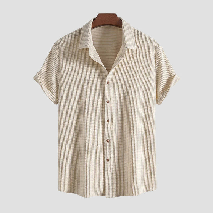 David | Men's Casual Button-Up and Drawstring Shorts Set-MODAUTLET