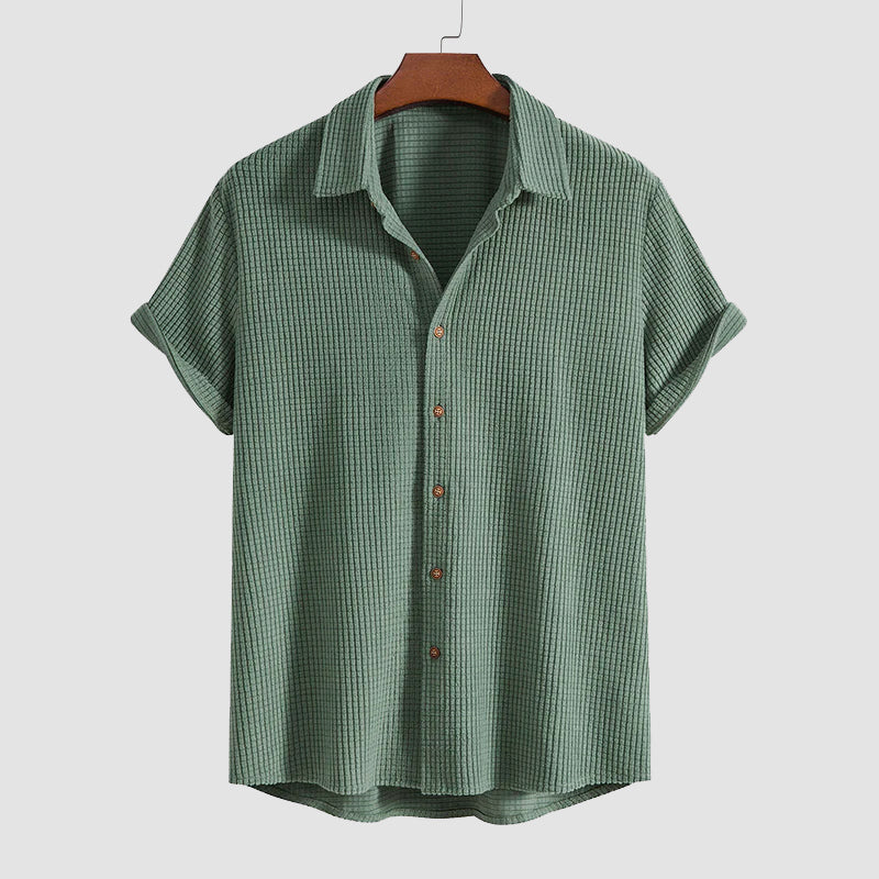 David | Men's Casual Button-Up and Drawstring Shorts Set-MODAUTLET