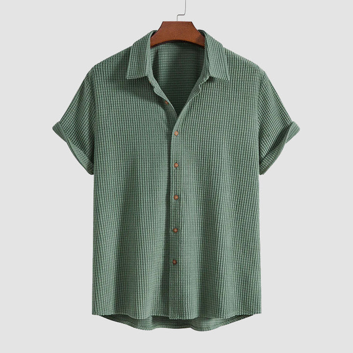 David | Men's Casual Button-Up and Drawstring Shorts Set-MODAUTLET
