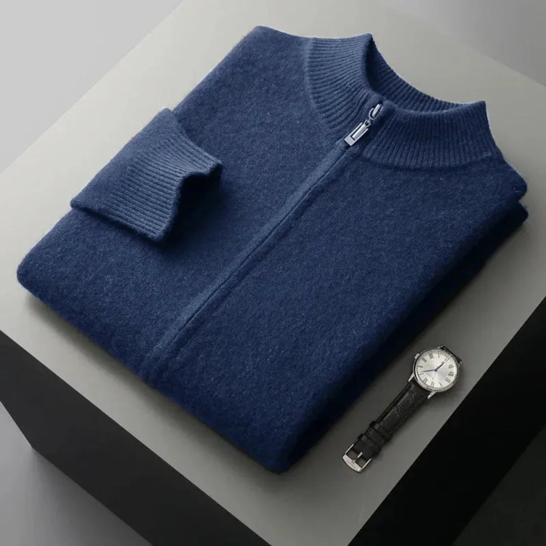 Men's Wool Zip Cardigan Blue