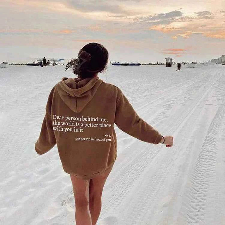 Dear Person Behind Me' Hoodie Khaki