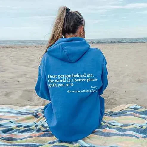 Dear Person Behind Me' Hoodie Blue