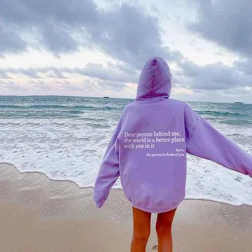 Dear Person Behind Me' Hoodie Purple