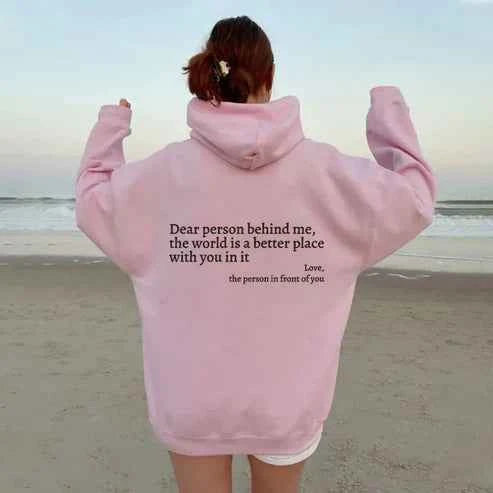 Dear Person Behind Me' Hoodie Pink