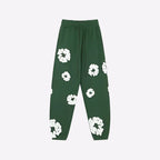 Printed Denim-Style Sweatpants – Unisex Casual Wear Green