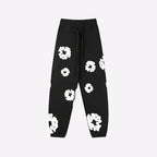Printed Denim-Style Sweatpants – Unisex Casual Wear Black