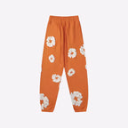 Printed Denim-Style Sweatpants – Unisex Casual Wear Orange