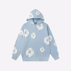 Printed Denim-Style Hoodie – Unisex Streetwear Sweatshirt Blue Sky