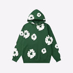 Printed Denim-Style Hoodie – Unisex Streetwear Sweatshirt Green