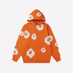 Printed Denim-Style Hoodie – Unisex Streetwear Sweatshirt Orange