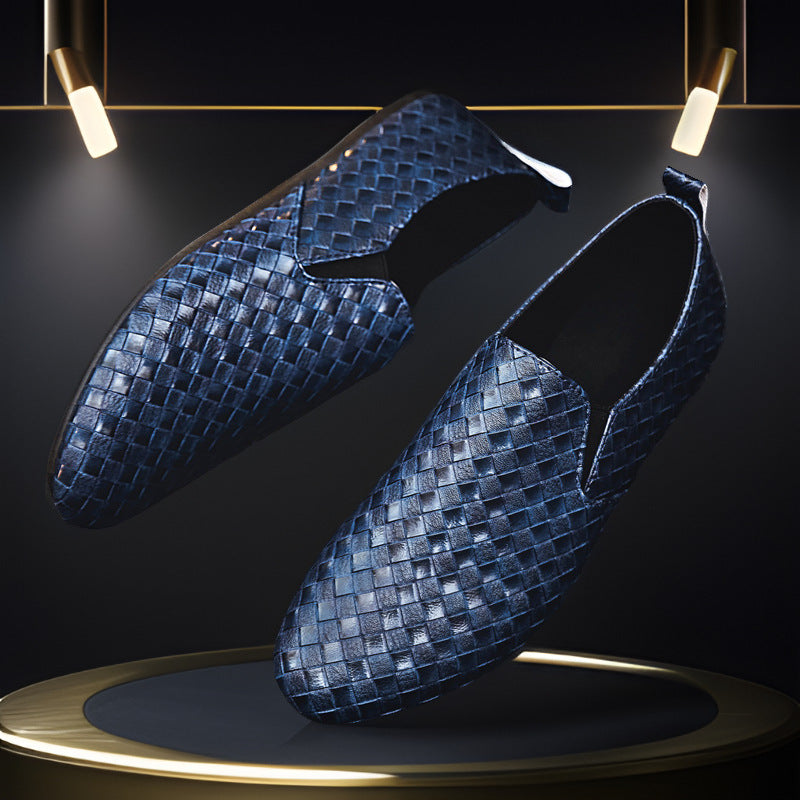 Men's Handwoven Leather Slip-On Shoes-MODAUTLET