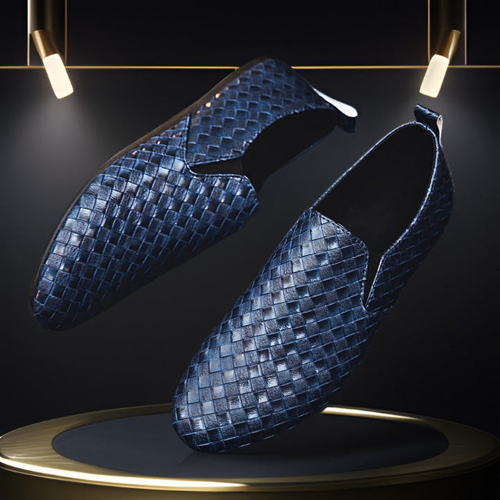 Men's Handwoven Leather Slip-On Shoes-MODAUTLET