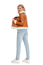 Womens Eco Leather Winter Jacket With Plush Fleece Lining