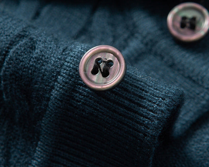 Men's Cable-Knit Polo Shirt-MODAUTLET