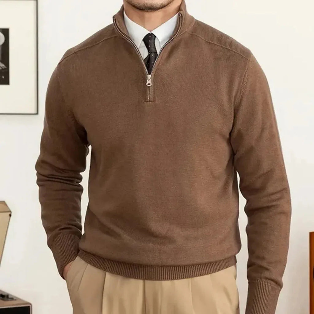 Half-Zip Sweater for Men Brown